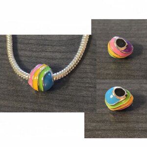 NEW Multicolor Enamel Bead Charm For Bracelet or Chain